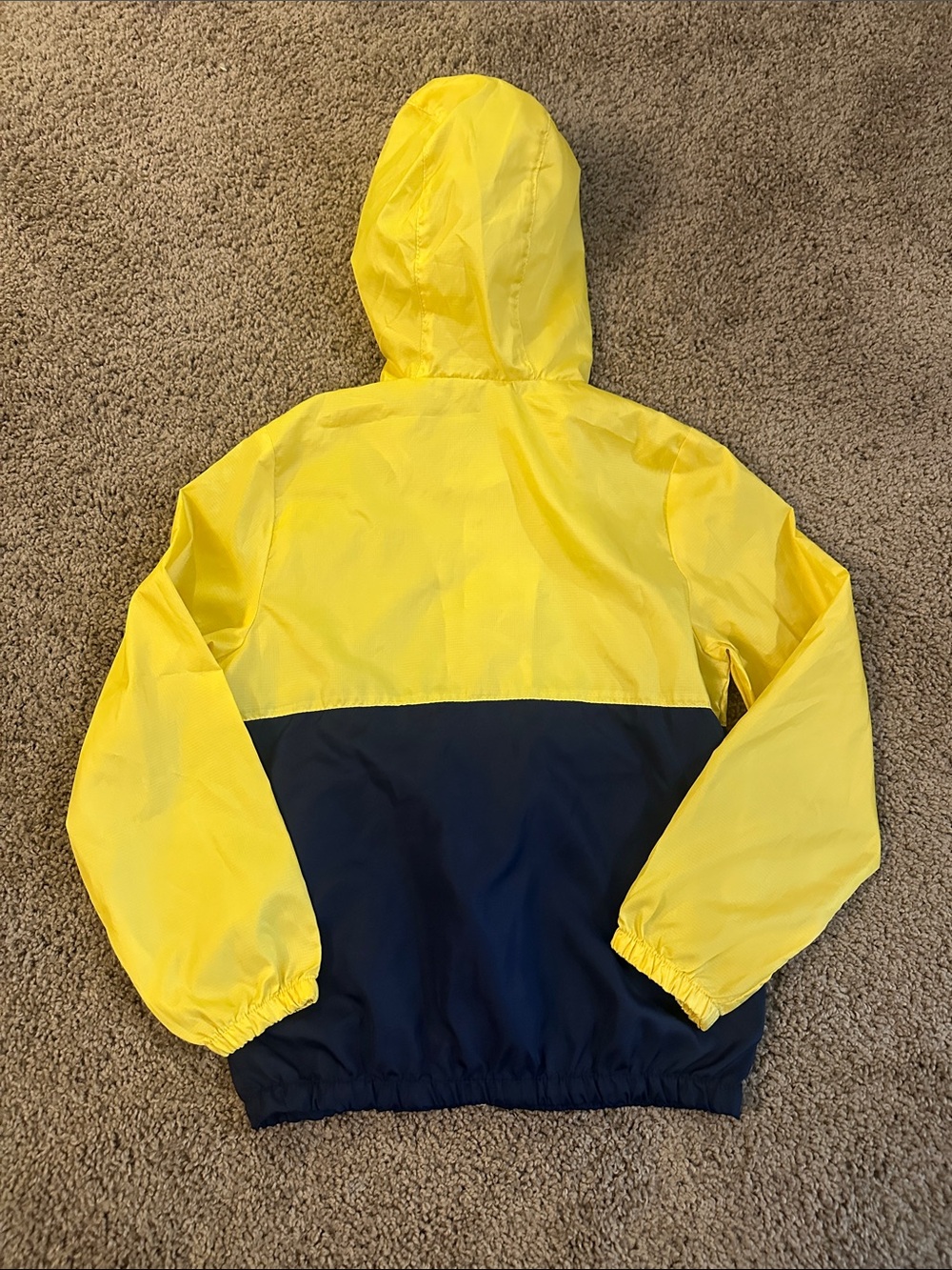 Kids Hooded Yellow & Navy Colorblock Raincoat - Picture 4 of 6